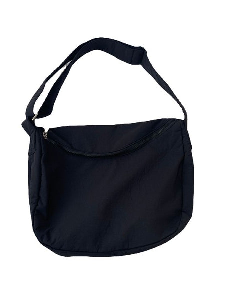 Babe Beachwaer Large Nylon Messenger Bag in black with adjustable shoulder strap and zip closure