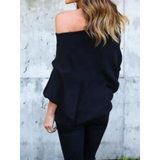 Babe Beachwear black long sleeve one shoulder ribbed top for curvy women styled off shoulder