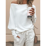 Babe Beachwear white long sleeve one shoulder ribbed top for curvy women styled with casual pants