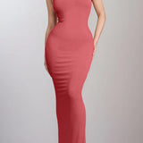 Trendsi shapewear maxi dress for women in rose color with slim fit and spaghetti straps