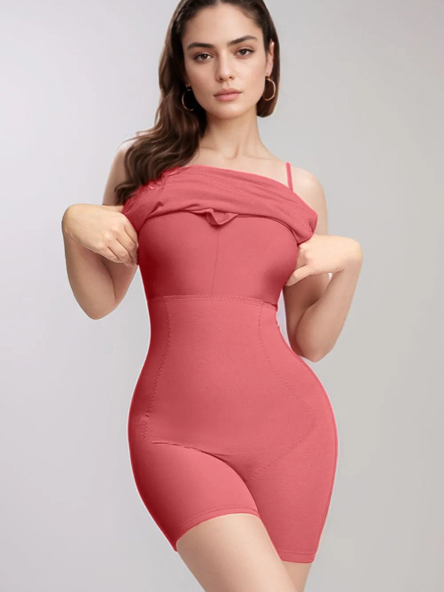 Trendsi shapewear maxi dress for women in pink with off shoulder design and body shaping fit