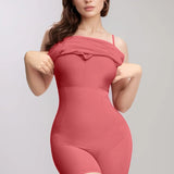 Trendsi shapewear maxi dress for women in pink with off shoulder design and body shaping fit