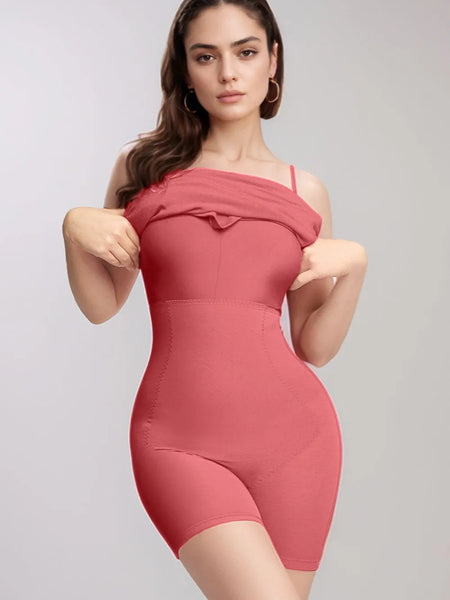 Trendsi shapewear maxi dress for women in pink with off shoulder design and body shaping fit