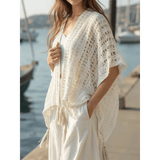 Trendsi shawl lightweight knit long sleeve open front cardigan with tassels by the marina
