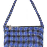 Babe Beachwaer Sparkle Soft Shoulder bag small in blue with rhinestone detailing and zipper closure