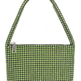 Sparkle Soft Shoulder bag small in green with rhinestone detailing and zipper closure