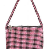 Babe Beachwear Sparkle Soft Shoulder bag small in pink with rhinestone detailing and zipper closure
