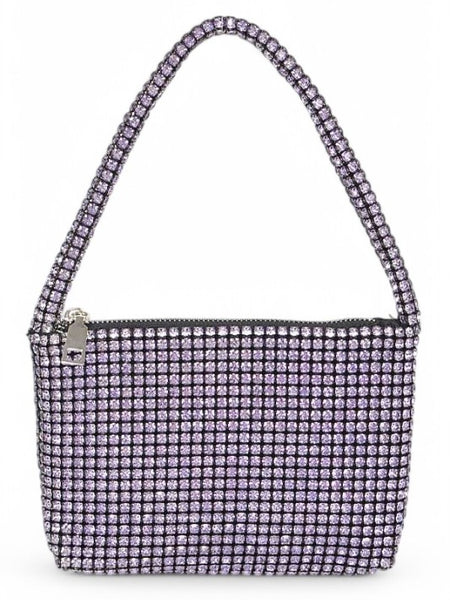 Babe Beachwaer Sparkle Soft Shoulder bag small with purple crystal embellishments and zipper closure