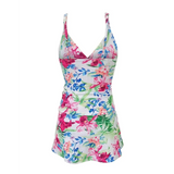 Beach Babes stylish tankini for beach vacation with colorful floral print and adjustable straps