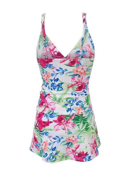 Beach Babes stylish tankini for beach vacation with colorful floral print and adjustable straps