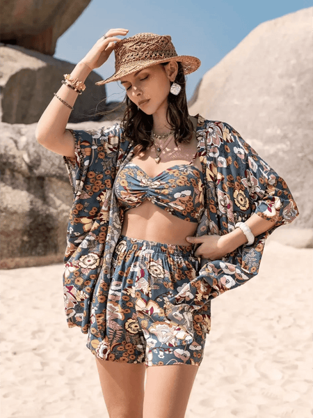 Trendsi short set with floral print featuring crop top and matching shorts for trendy vacation outfit women