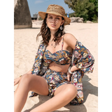Trendsi short set worn by woman on beach featuring floral print trendy vacation outfit women