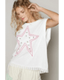 white beach blouse for women with sleeveless design and star embellishment