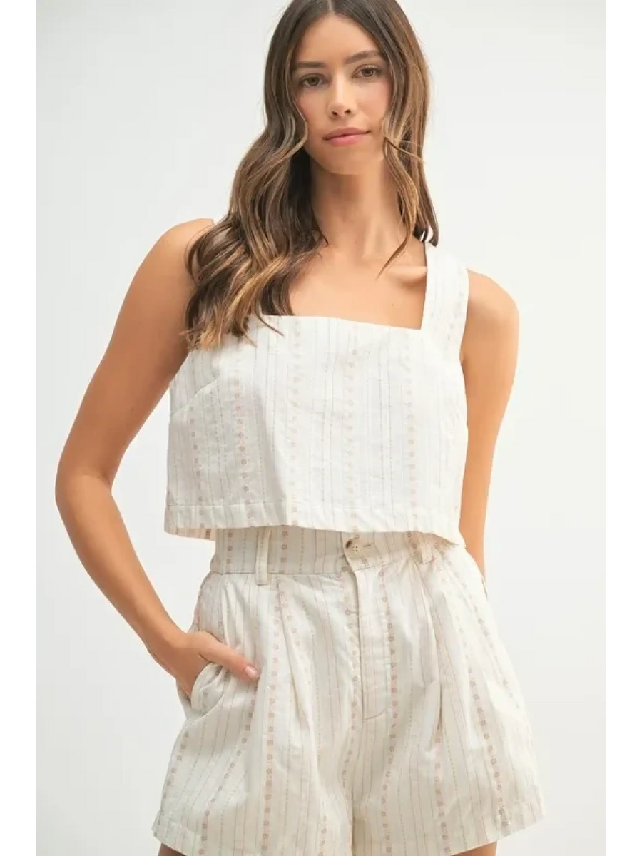White Beach Summer Crop top Short set with sleeveless crop top and high-waisted shorts by Trendsi
