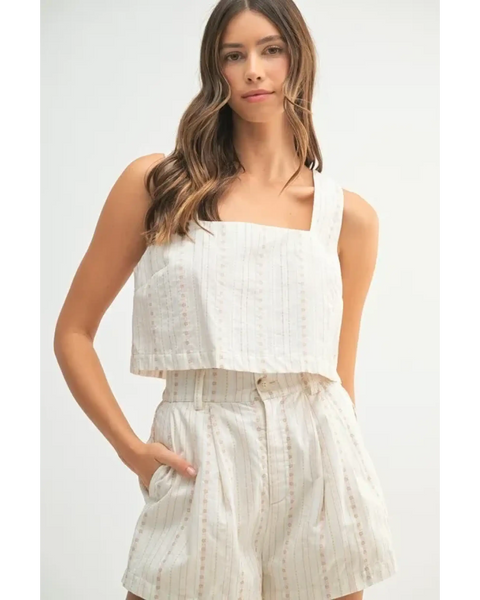 White Beach Summer Crop top Short set with sleeveless crop top and high-waisted shorts by Trendsi