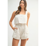  White Beach Summer Crop top Short set with a sleeveless crop top and high-waisted shorts