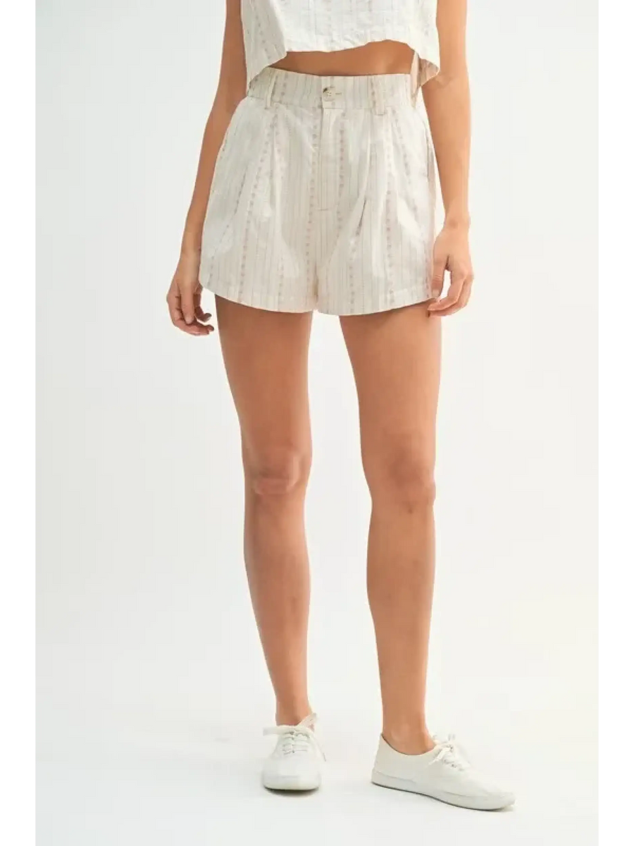 Trendsi White Beach Summer Crop top Short set featuring high-waisted shorts with front buttons