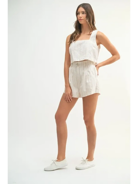 White Beach Summer Crop top Short set with sleeveless crop top and matching high-waist shorts by Trendsi