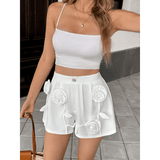 Classy White Floral High-waist Shorts - Beach Babes Beachwear - Fort Lauderdale