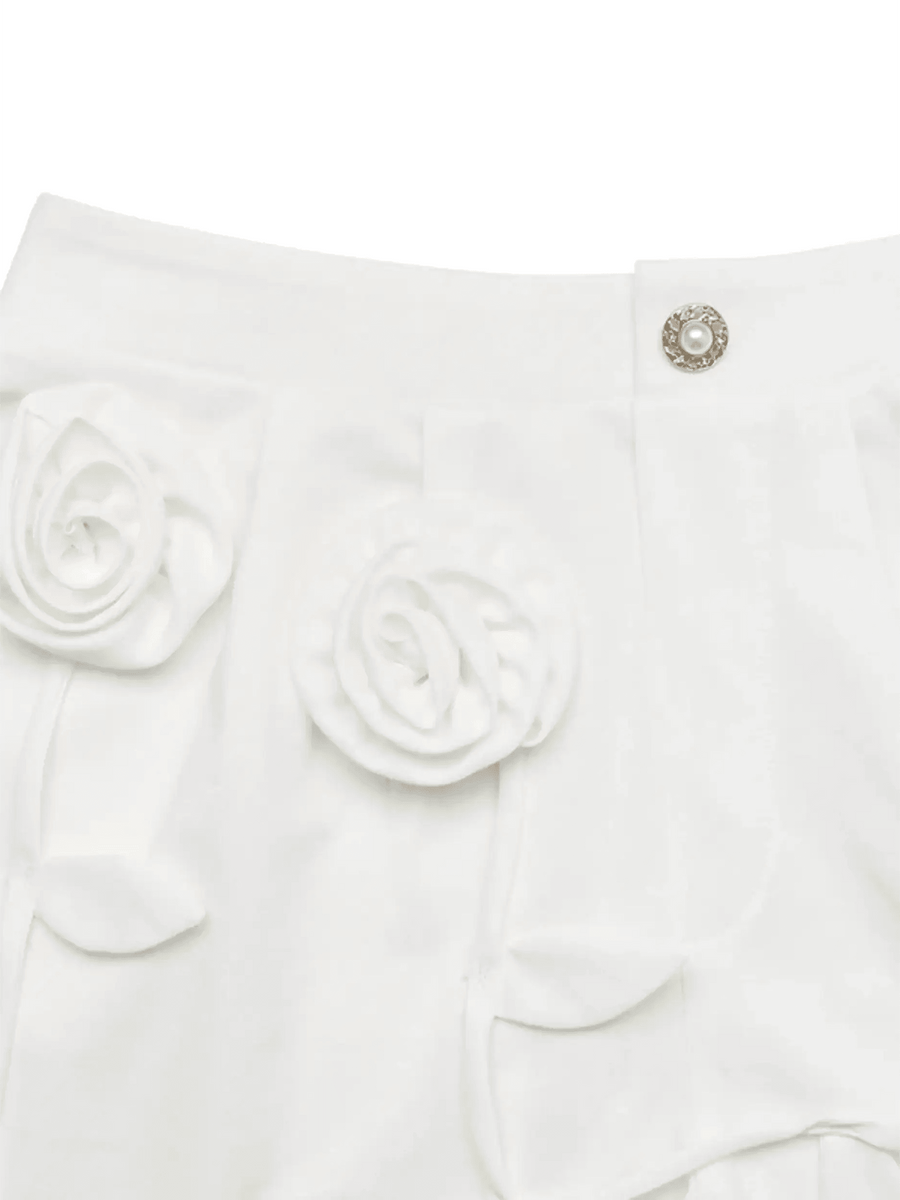 Classy White Floral High-waist Shorts - Beach Babes Beachwear - Fort Lauderdale