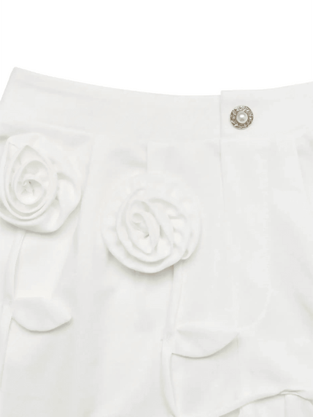 Classy White Floral High-waist Shorts - Beach Babes Beachwear - Fort Lauderdale