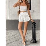 Classy White Floral High-waist Shorts - Beach Babes Beachwear - Fort Lauderdale