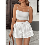 Classy White Floral High-waist Shorts - Beach Babes Beachwear - Fort Lauderdale