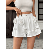 Classy White Floral High-waist Shorts - Beach Babes Beachwear - Fort Lauderdale