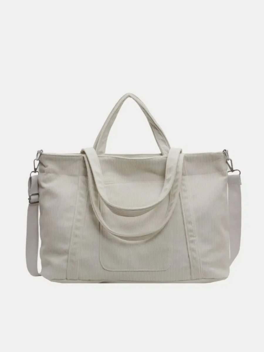 Babe Beachwear lightweight Ladies duffle bag in beige with dual handles and adjustable shoulder strap