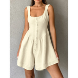 Khaki High Waisted Romper for Beach - Beach Babes Beachwear - Fort Lauderdale
