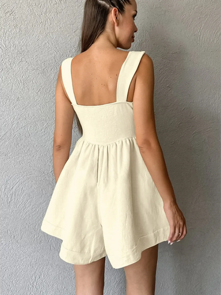 Khaki High Waisted Romper for Beach - Beach Babes Beachwear - Fort Lauderdale