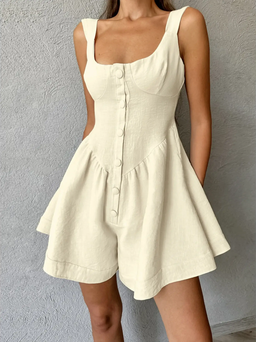Khaki High Waisted Romper for Beach - Beach Babes Beachwear - Fort Lauderdale