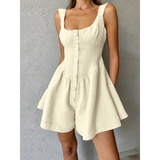 Khaki High Waisted Romper for Beach - Beach Babes Beachwear - Fort Lauderdale
