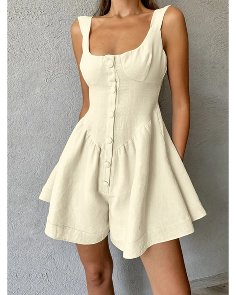 Khaki High Waisted Romper for Beach - Beach Babes Beachwear - Fort Lauderdale