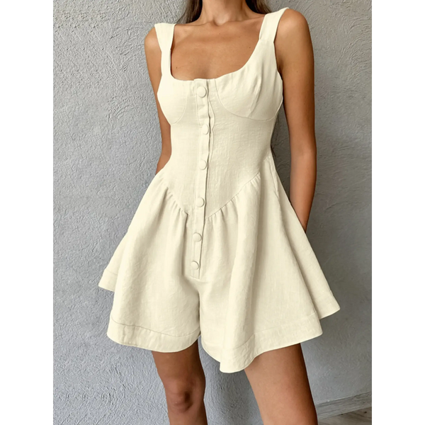 Khaki High Waisted Romper for Beach - Beach Babes Beachwear - Fort Lauderdale