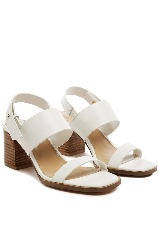 Rag Company tan slingback block heel sandals with wide straps and wooden block heels