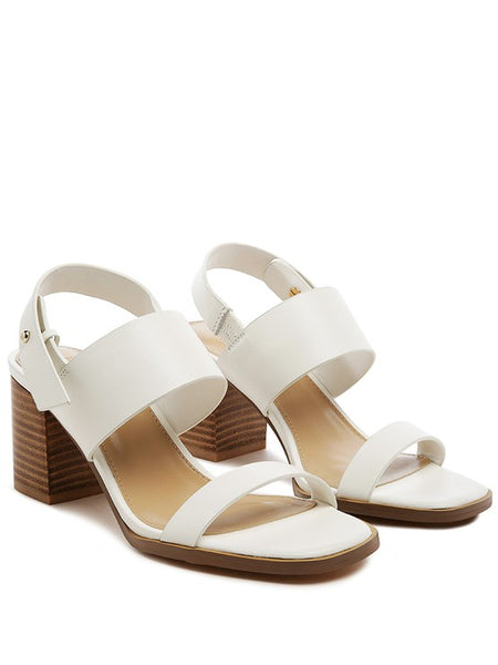 Rag Company tan slingback block heel sandals with wide straps and wooden block heels