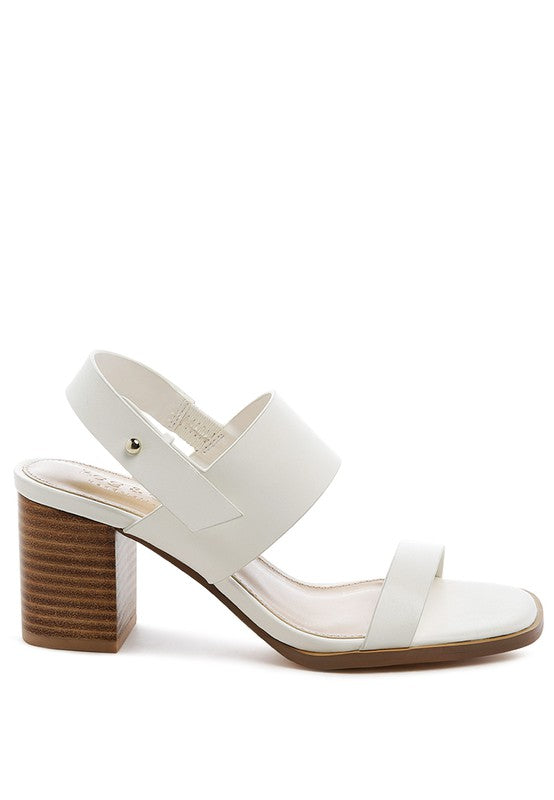 Rag Company tan slingback block heel sandals with wide straps and stacked wooden heel