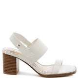 Rag Company tan slingback block heel sandals with wide straps and stacked wooden heel