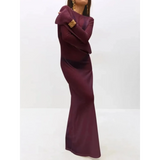 Trendsi maxi dress in deep burgundy with long sleeves and fitted silhouette not a white swimsuit cover up long sleeve