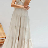 Trendsi women's resort maxi dress with ruffled sleeves and tiered skirt in light fabric