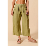 Trendsi Olive Green Wide Leg Chino Pants with high waist and relaxed fit for casual wear