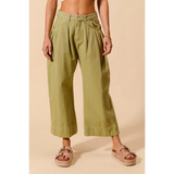 Wide Leg Chino Pants in olive green with high waist and relaxed fit