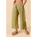 Trendsi olive green Wide Leg Chino Pants with front pleats and relaxed fit for casual wear
