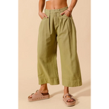 Trendsi Wide Leg Chino Pants in olive green with high waist and relaxed fit