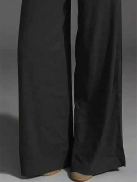 Babe Beachwear wide leg pocketed pants mid rise in black with relaxed comfortable fit