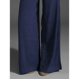 Navy Babe Beachwear wide leg pocketed pants mid rise with flowy fabric and relaxed fit
