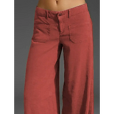 Babe Beachwear wide leg pocketed pants mid rise in rust color with relaxed fit and front pockets