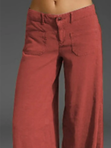Babe Beachwear wide leg pocketed pants mid rise in rust color with relaxed fit and front pockets