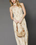 Trendsi cream latte wide leg sleeveless summer jumpsuit with floral print and casual fit